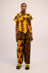 Yellow and Brown Multiprint Culottes